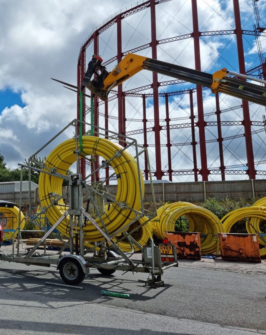 Pipe coil on trailer